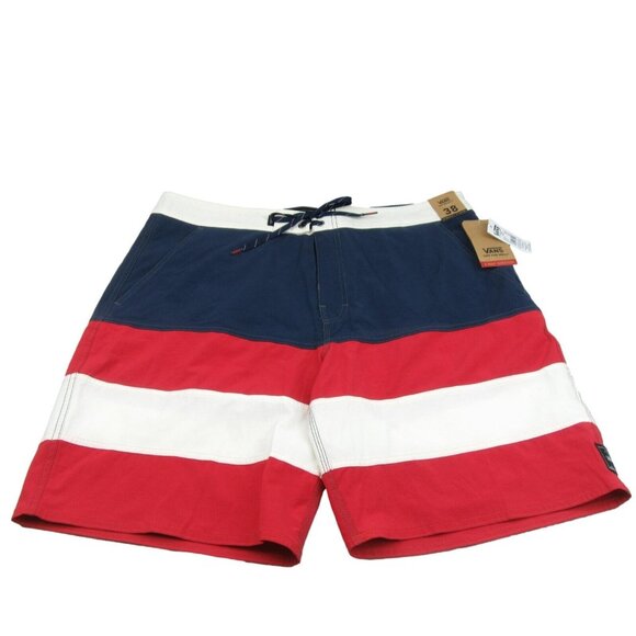 Vans Era USA Striped Boardshort Swim Trunks Mens Size 38 NEW - Picture 1 of 14